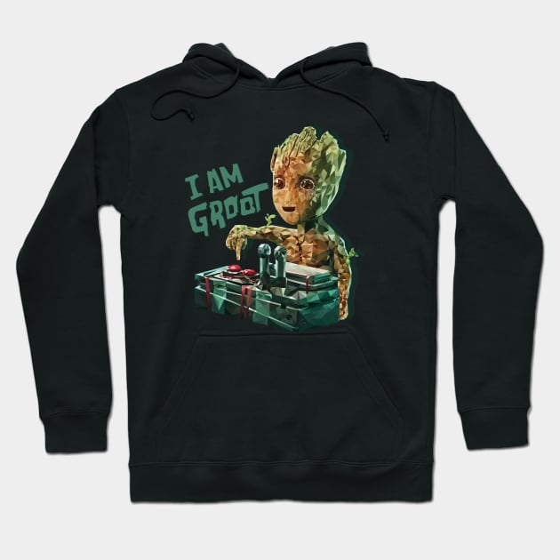Groot with Bomb (Low Poly) Hoodie by |NAME|